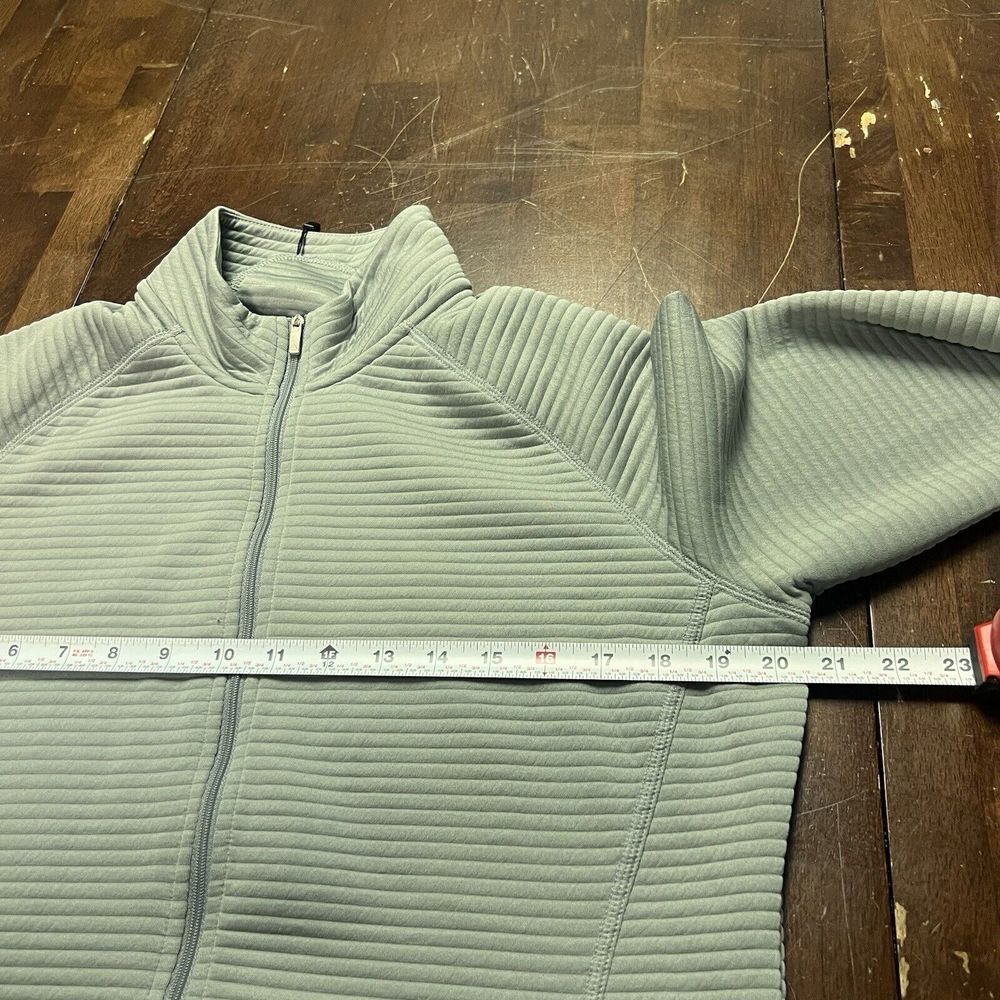 Adidas Jacket Womens Large Gray Ribbed Zip Up Outdoors Run Workout Thumb Holes - Picture 8 of 9
